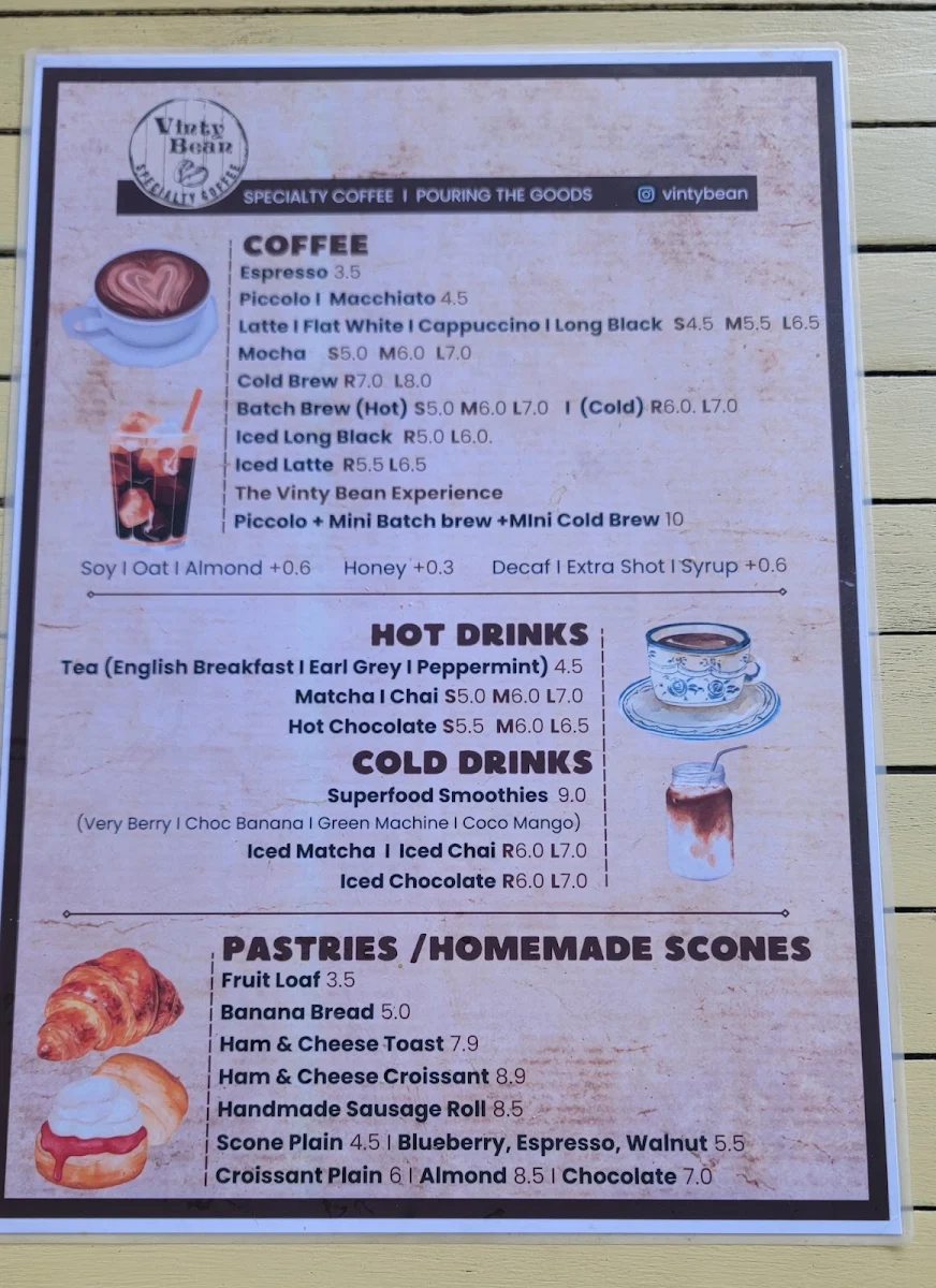 Menu, Vinty Bean