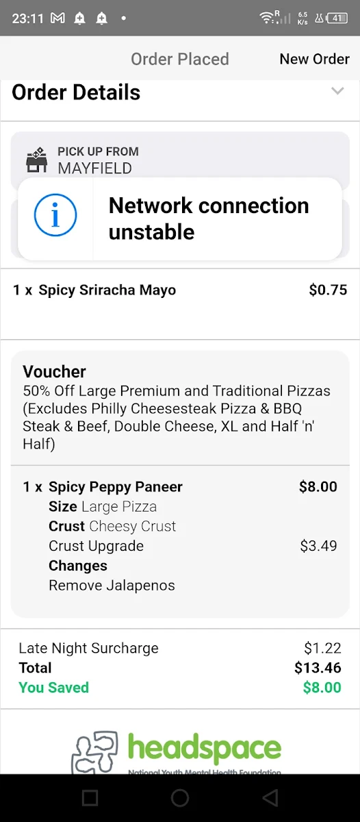 Menu, Domino's Pizza Mayfield