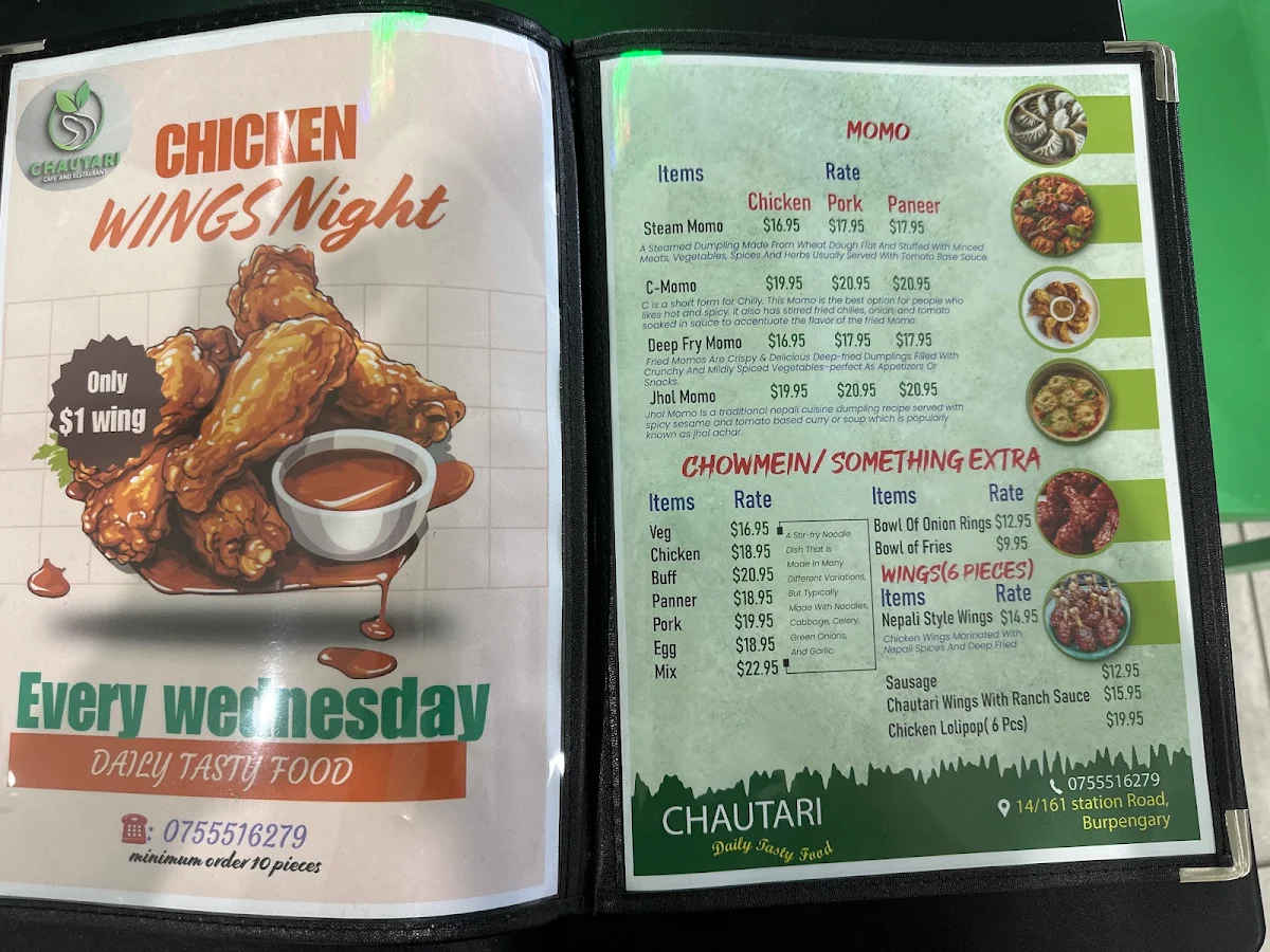 Menu, CHAUTARI CAFE AND RESTAURANT