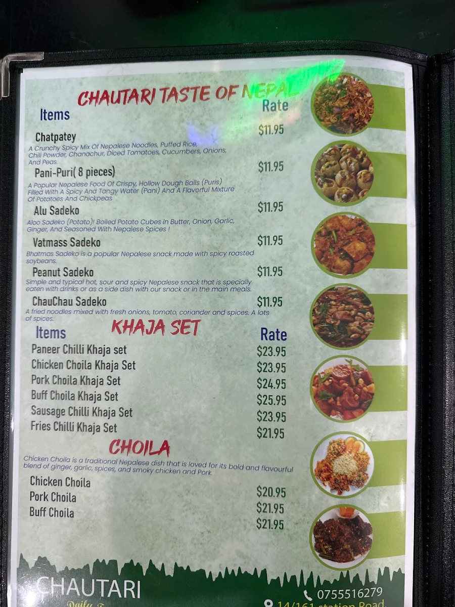 Menu, CHAUTARI CAFE AND RESTAURANT