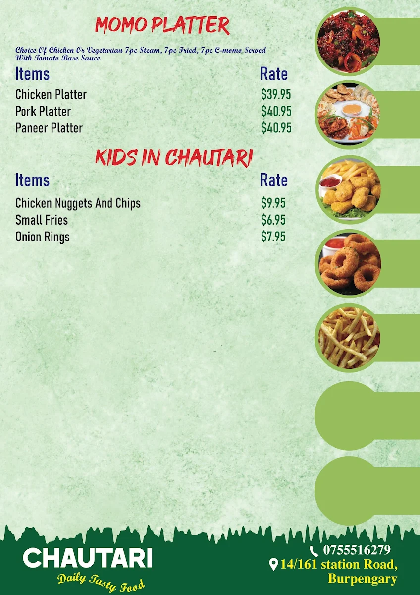 Menu, CHAUTARI CAFE AND RESTAURANT