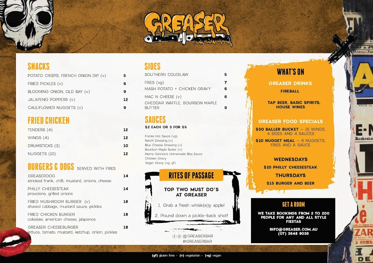 Menu, Greaser