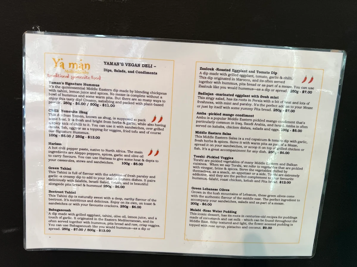 Menu, Yaman Mullumbimby