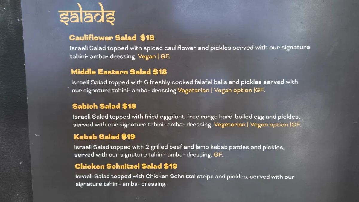 Menu, Yaman Mullumbimby
