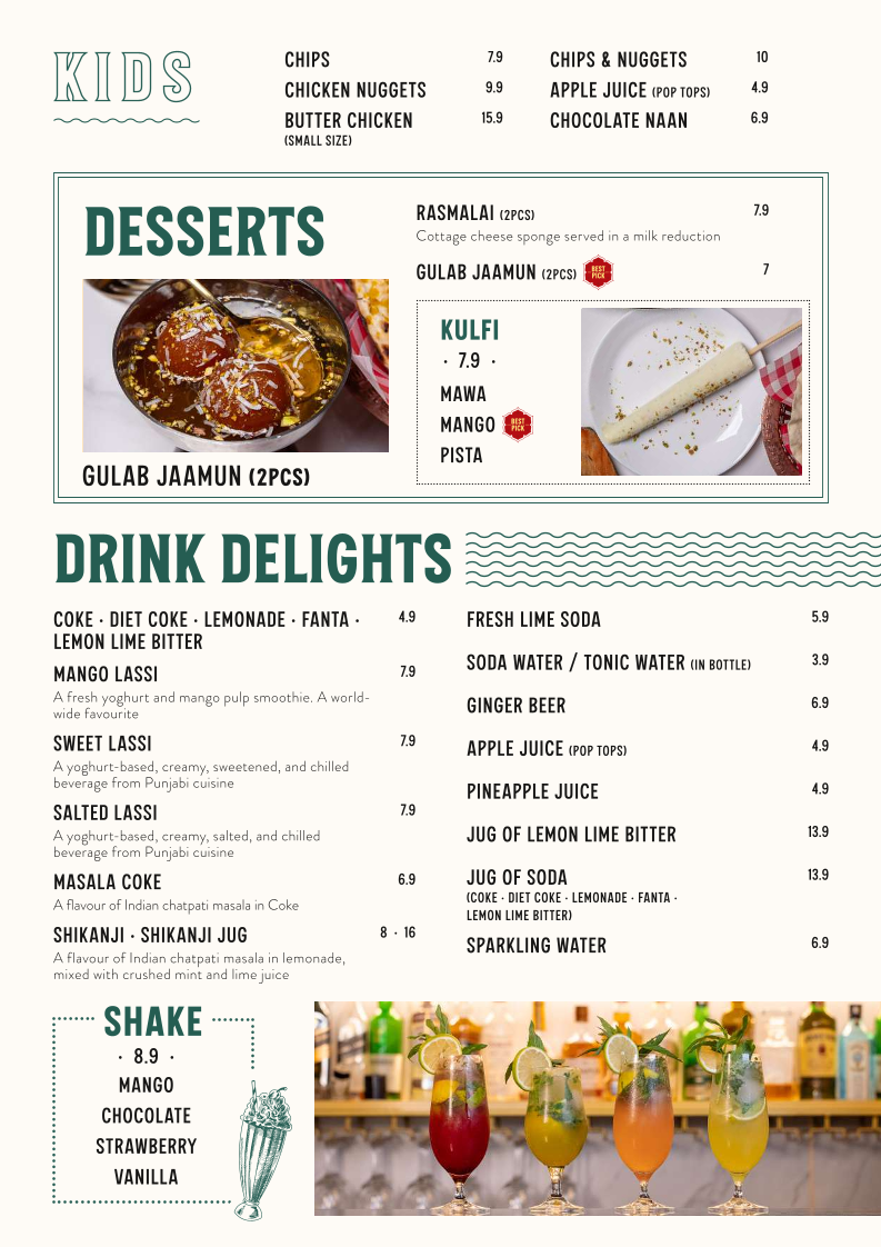 Menu, Curry Munchers