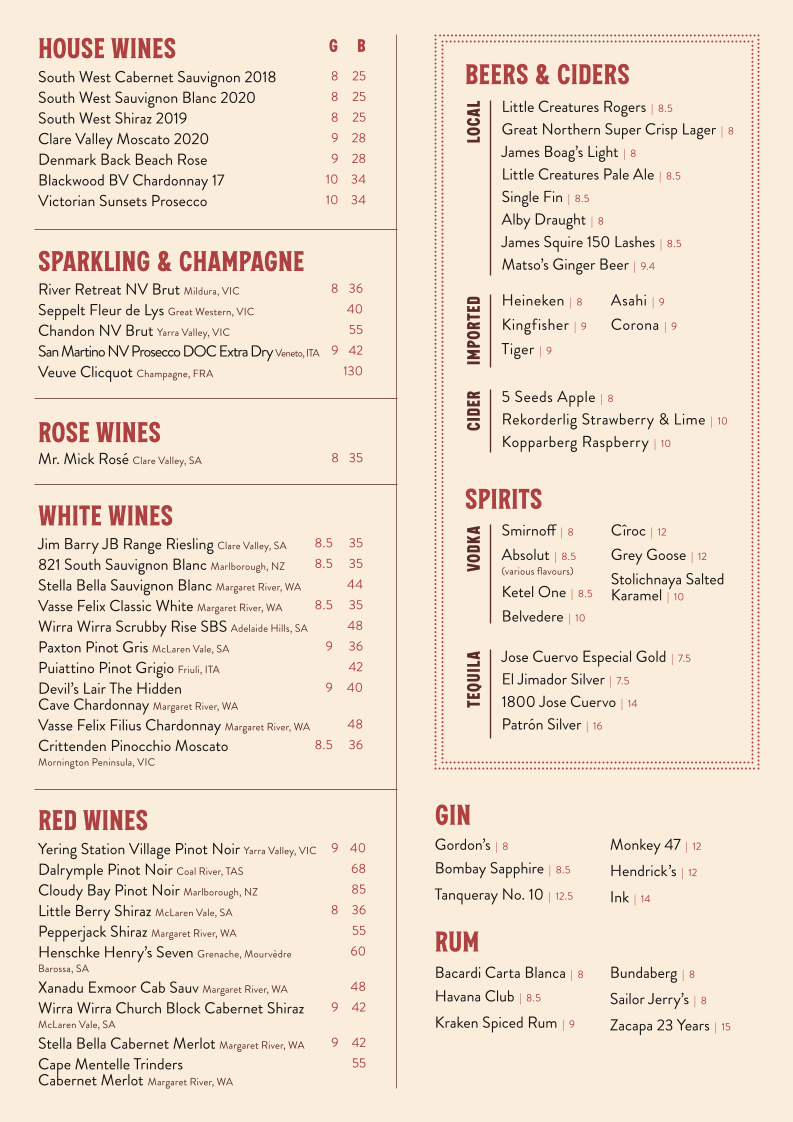 Menu, Curry Munchers