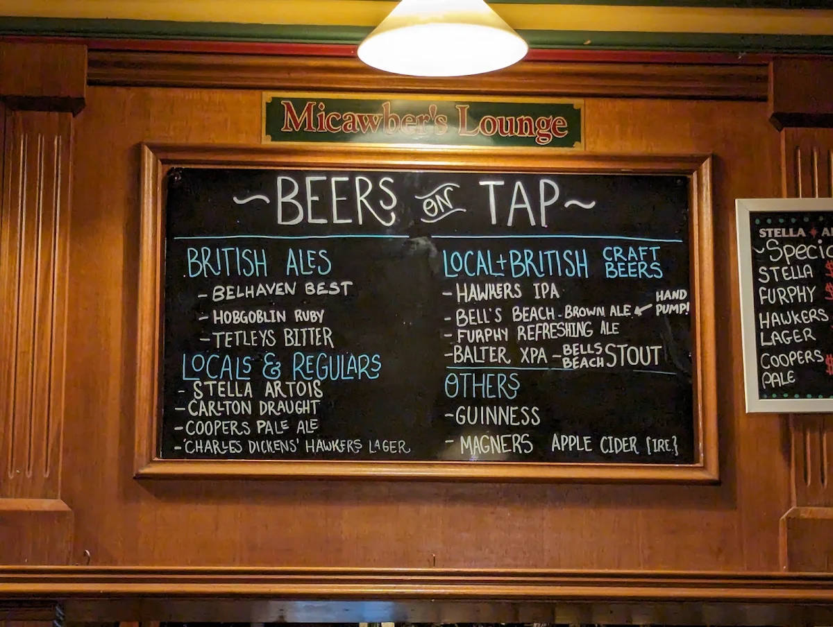 Menu, The Charles Dickens Tavern