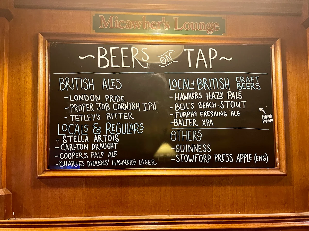 Menu, The Charles Dickens Tavern