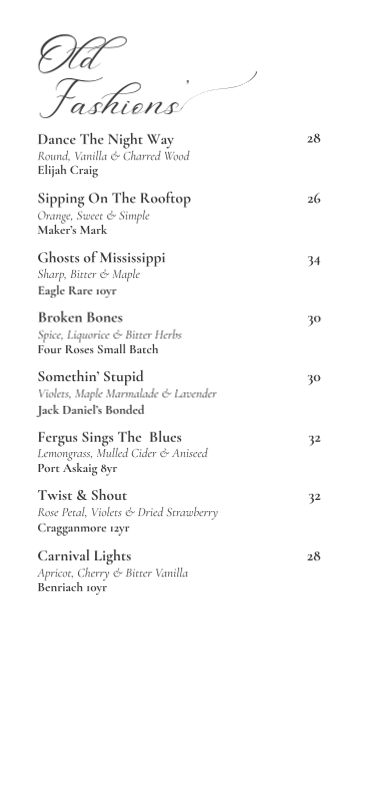 Menu, Little Lygon Bar