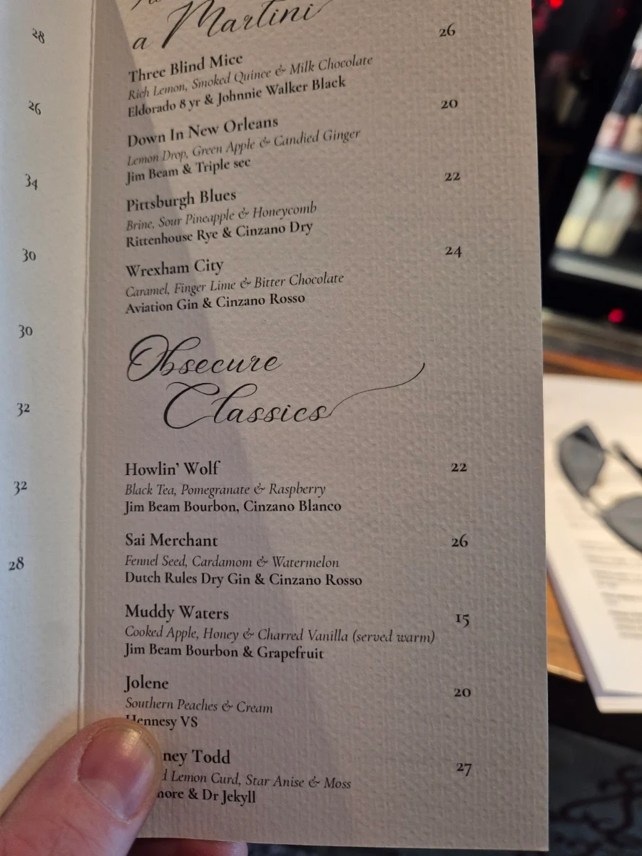 Menu, Little Lygon Bar