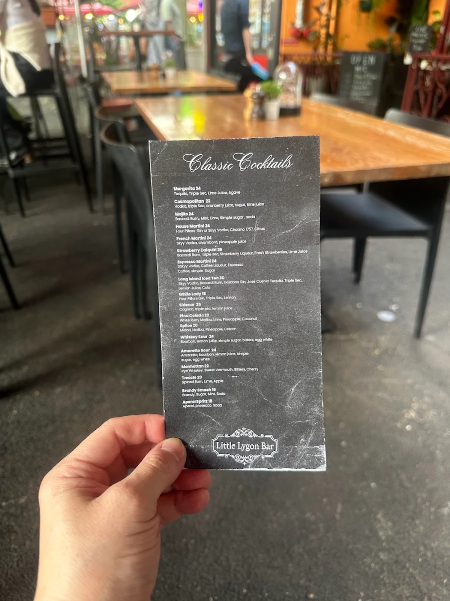 Menu, Little Lygon Bar