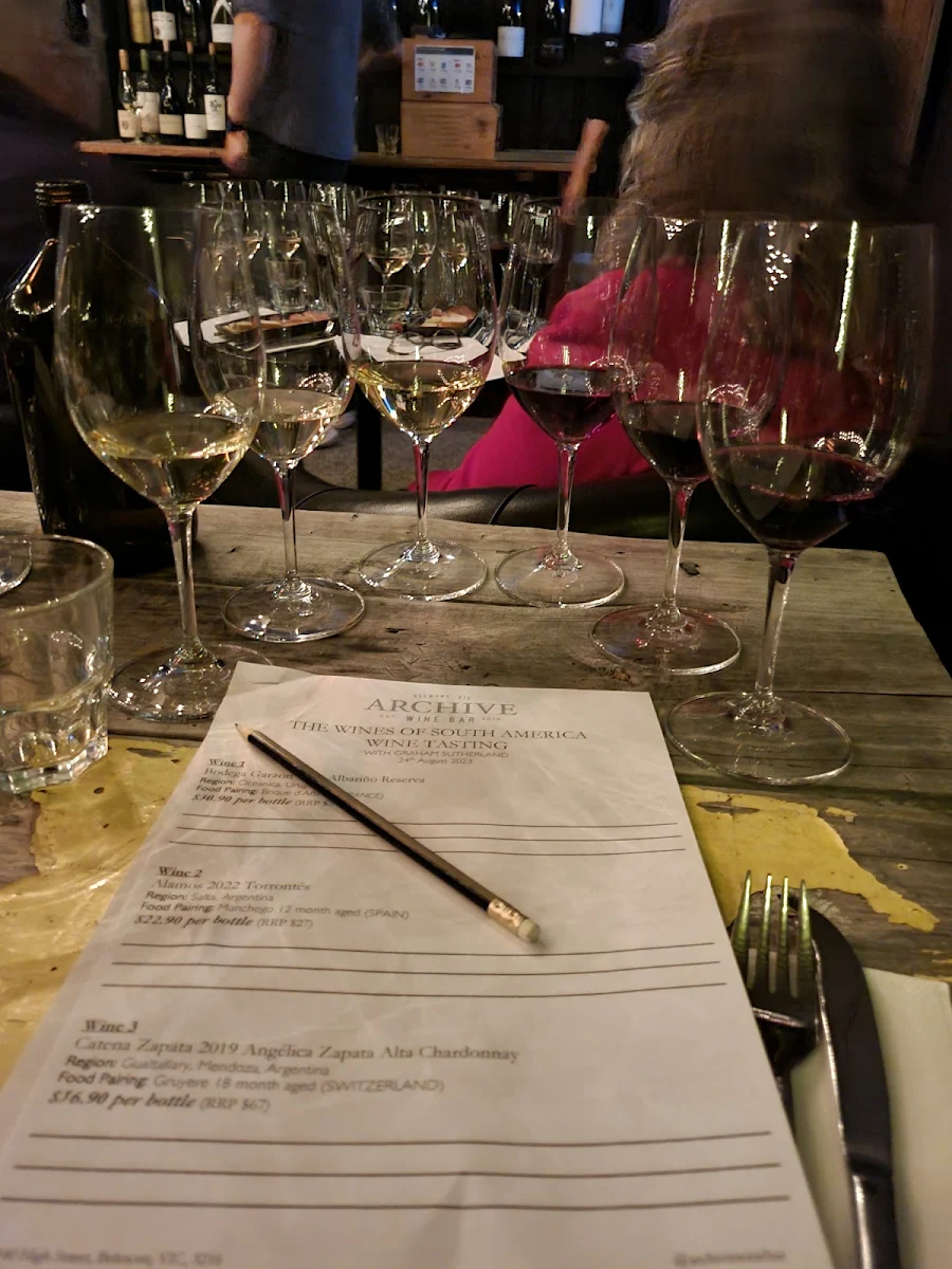Menu, Archive Wine Bar