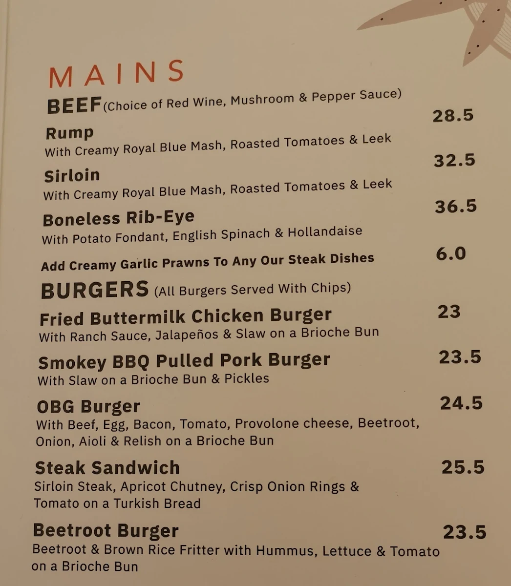 Menu, Oceanic Bar + Grill