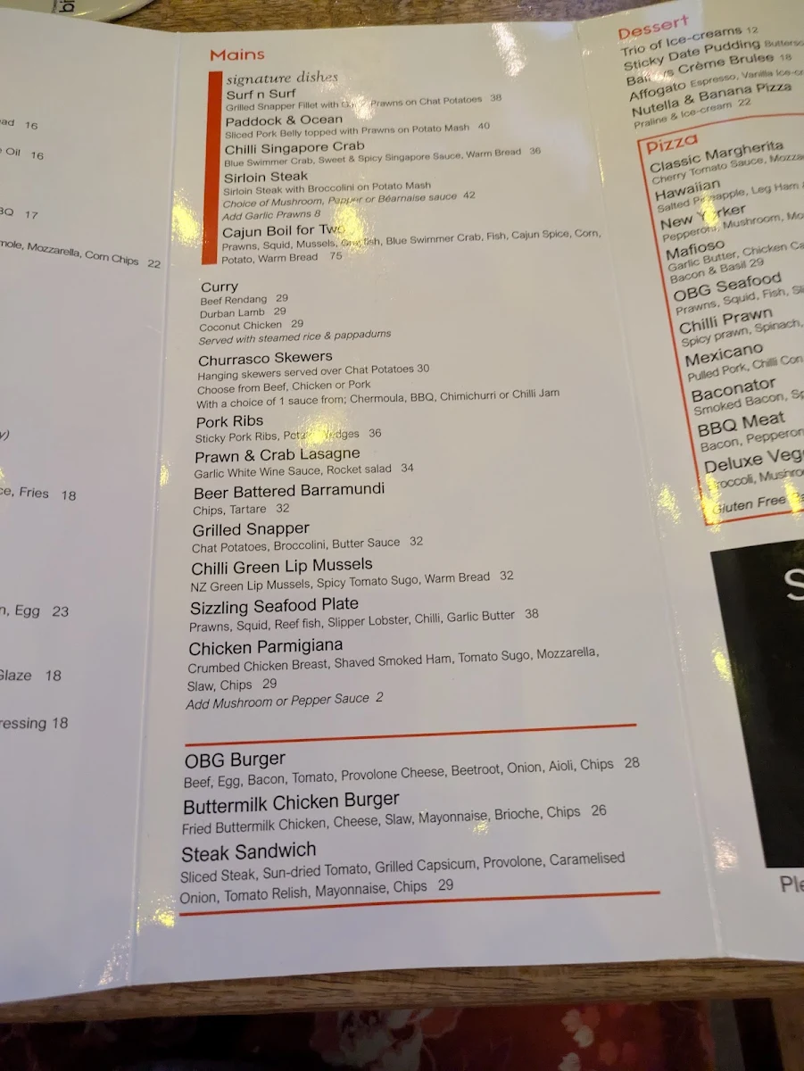 Menu, Oceanic Bar + Grill