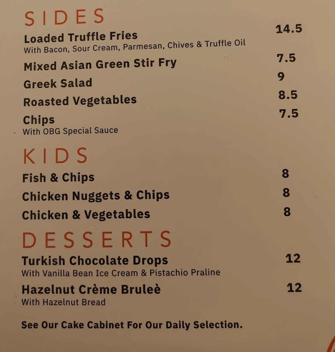 Menu, Oceanic Bar + Grill
