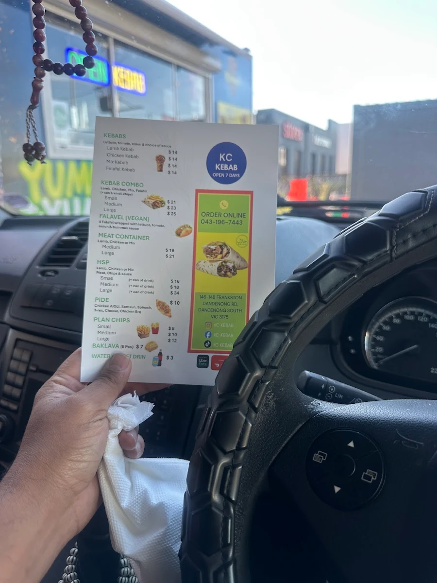 Menu, KC kebab