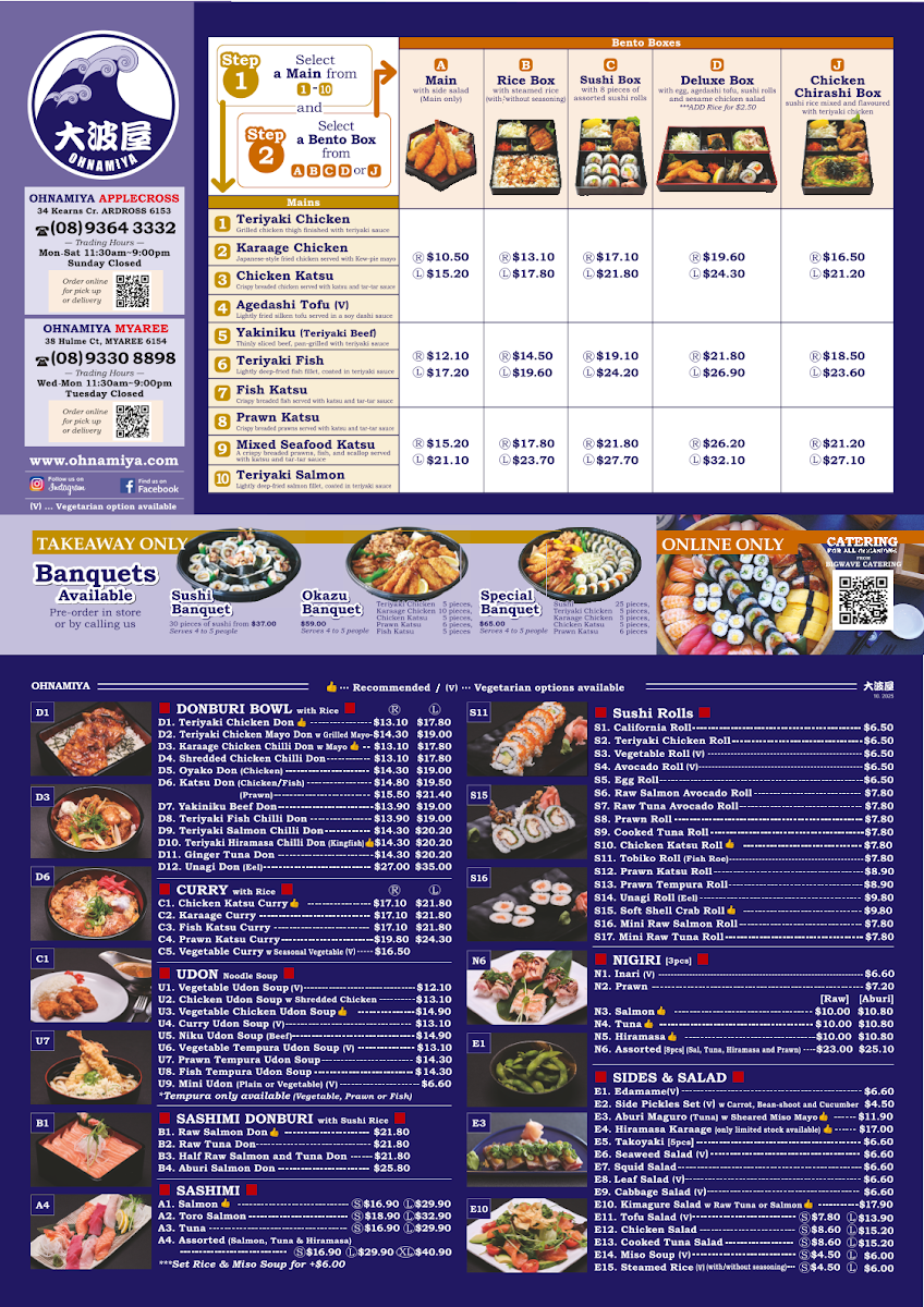 Menu, OHNAMIYA Applecross