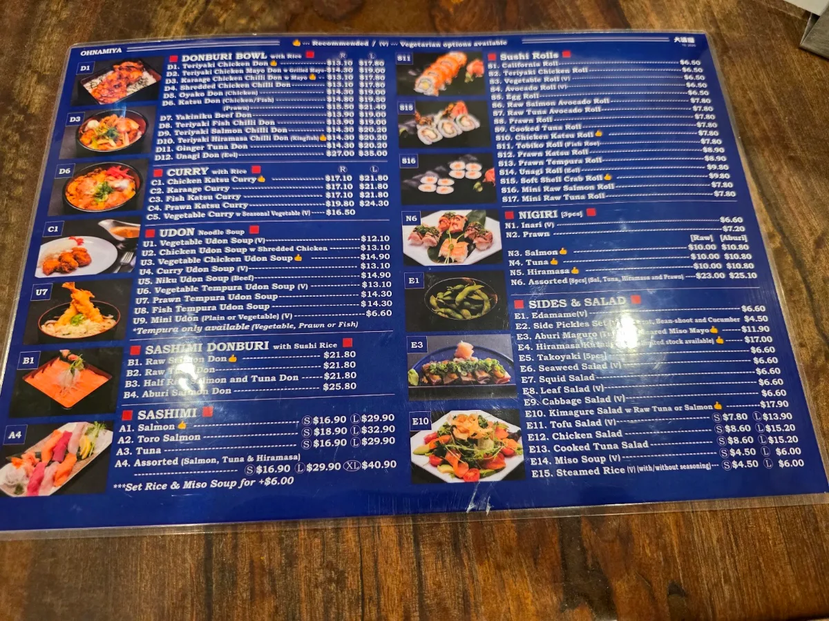 Menu, OHNAMIYA Applecross