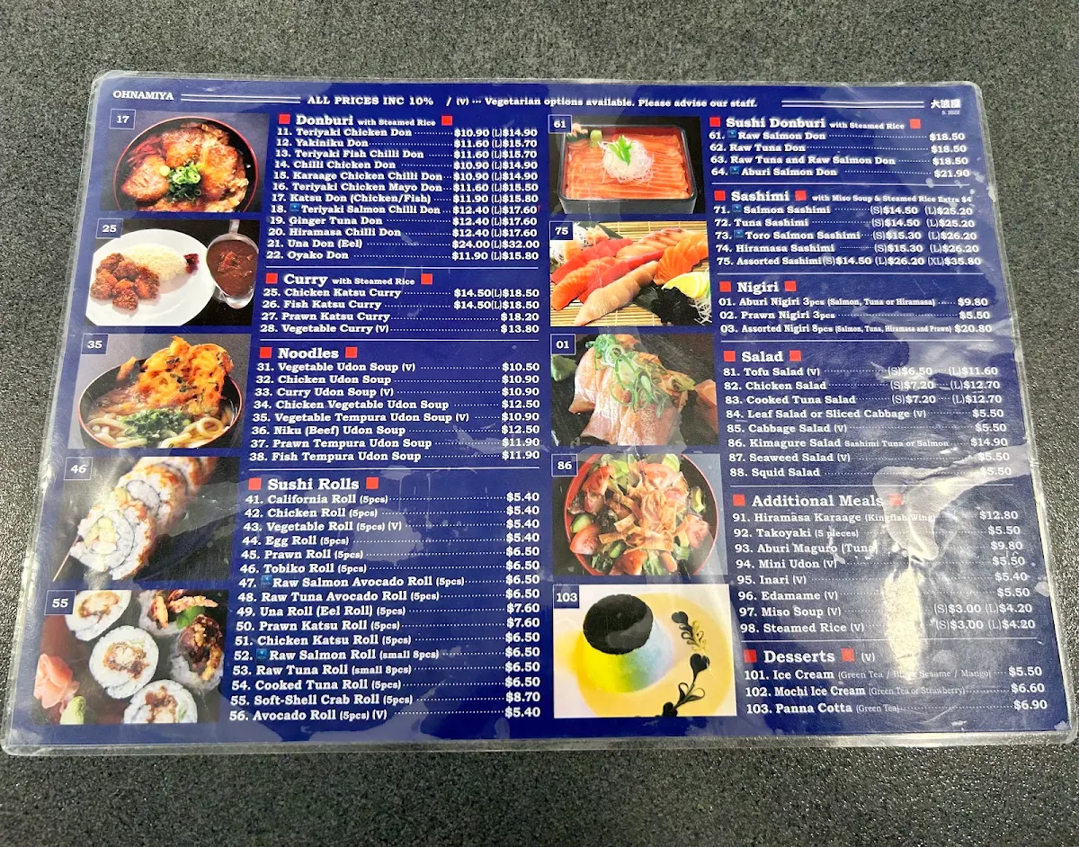 Menu, OHNAMIYA Applecross