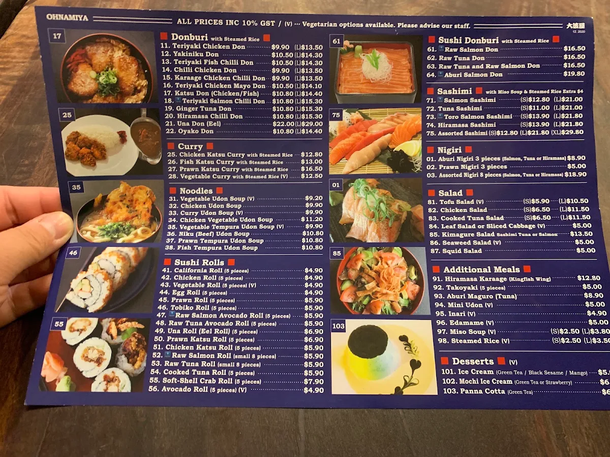 Menu, OHNAMIYA Applecross