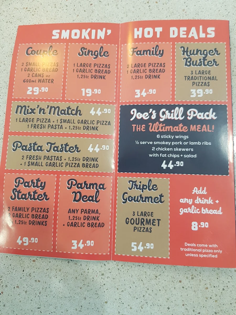 Menu, Smokin Joe's Pizza & Grill Melton South