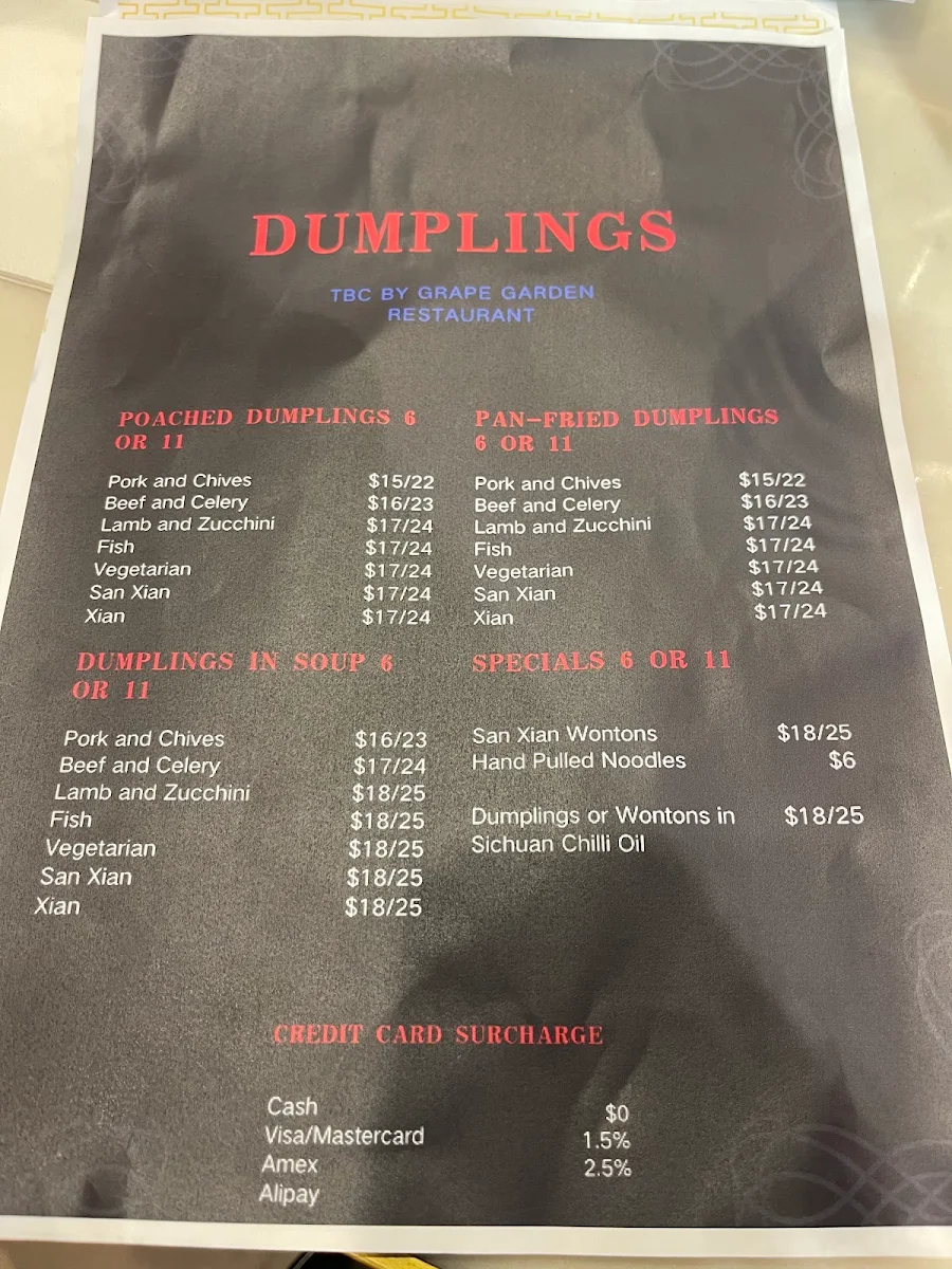 Menu, Grape Garden Restaurant 葡萄園