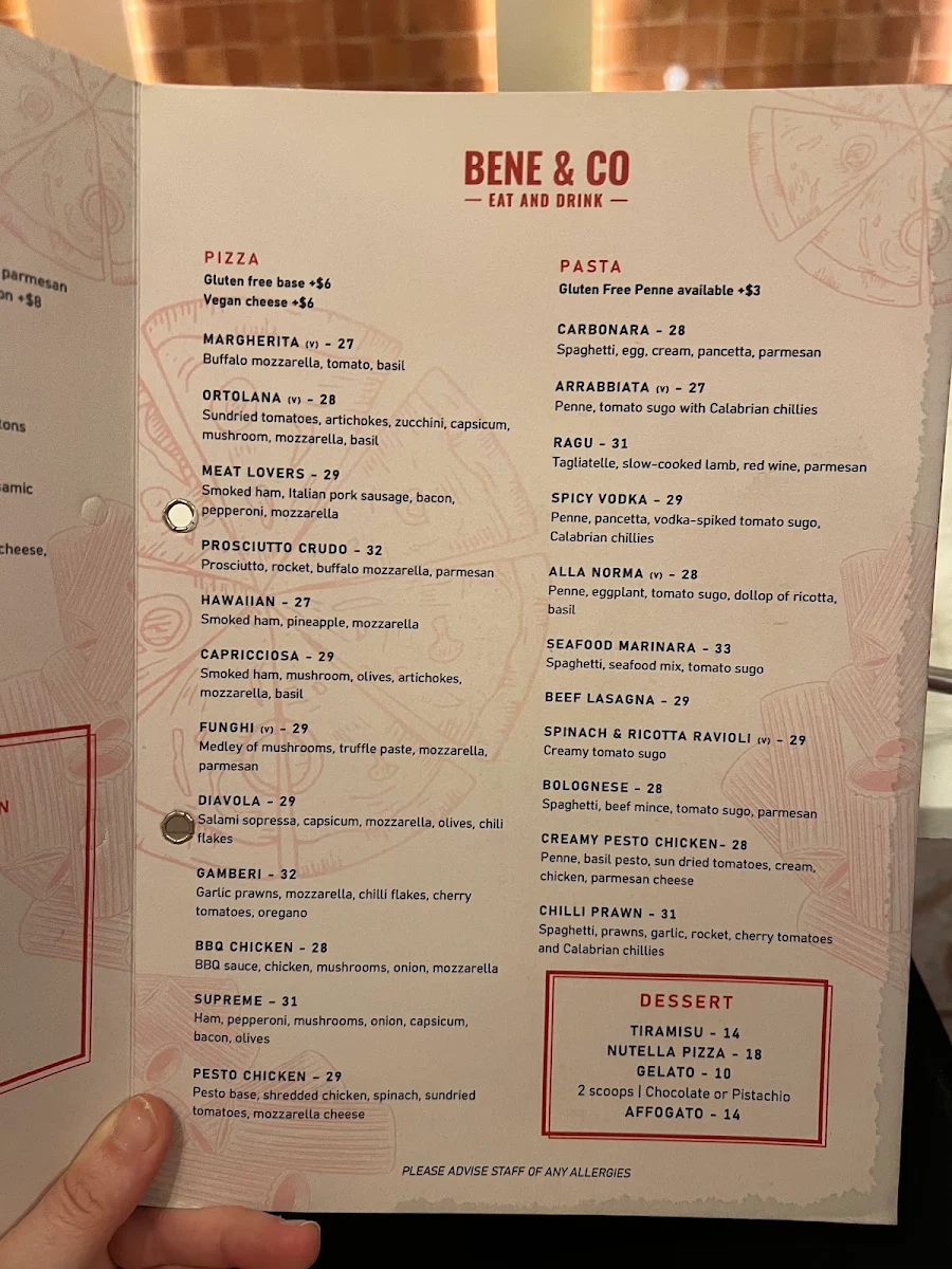 Menu, Bene and Co