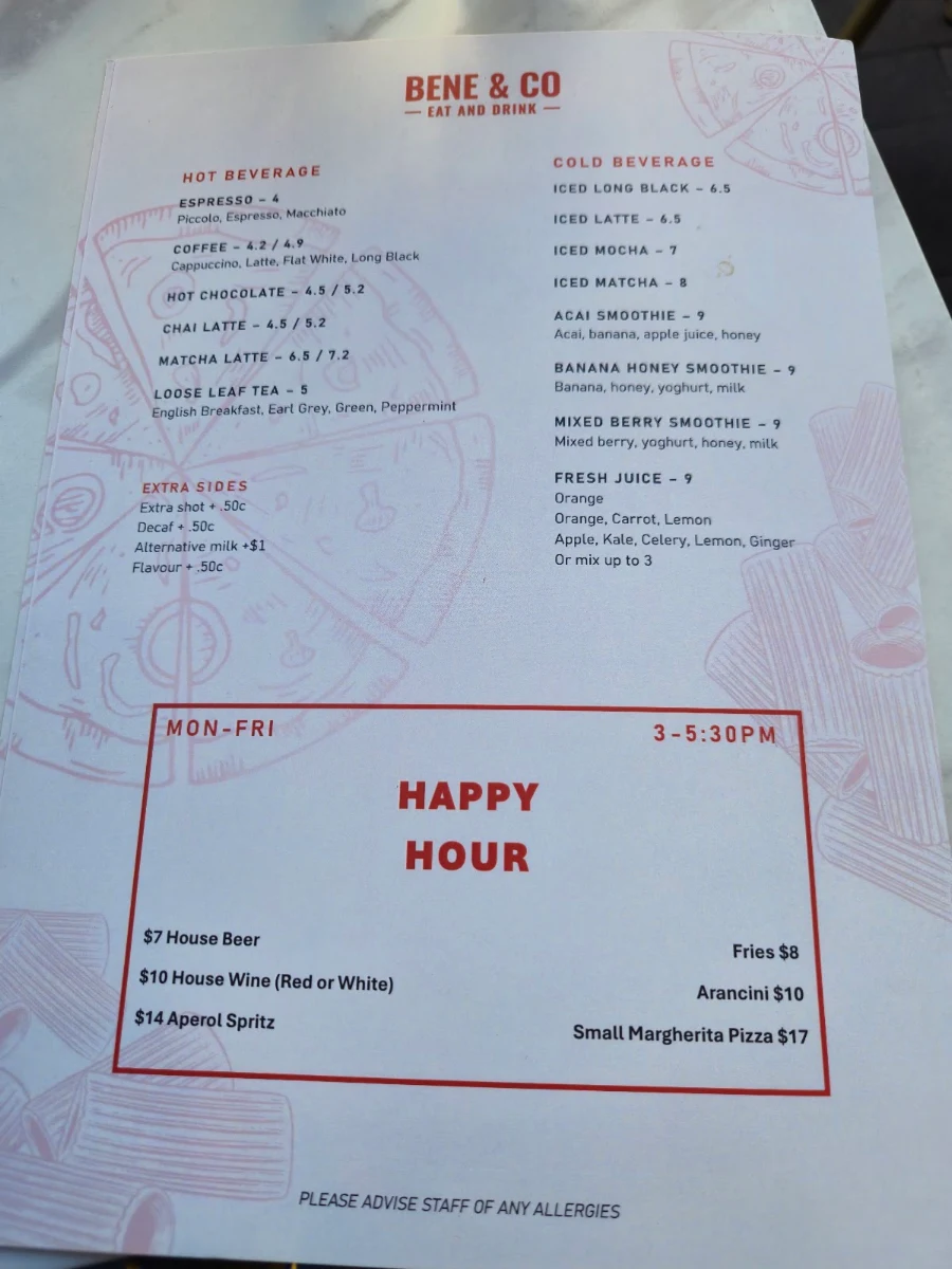 Menu, Bene and Co