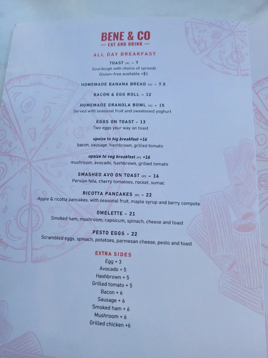Menu, Bene and Co
