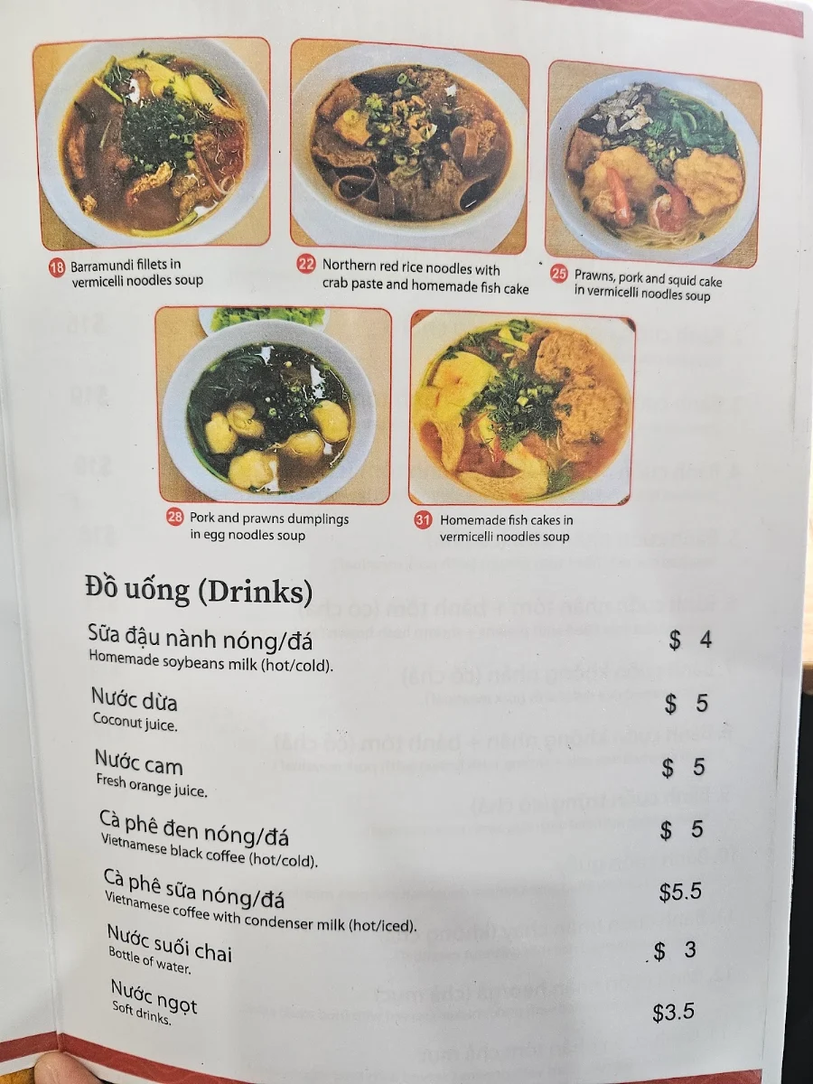 Menu, Xuan Anh Banh Cuon