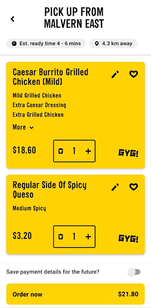 Menu, Guzman y Gomez - Malvern East