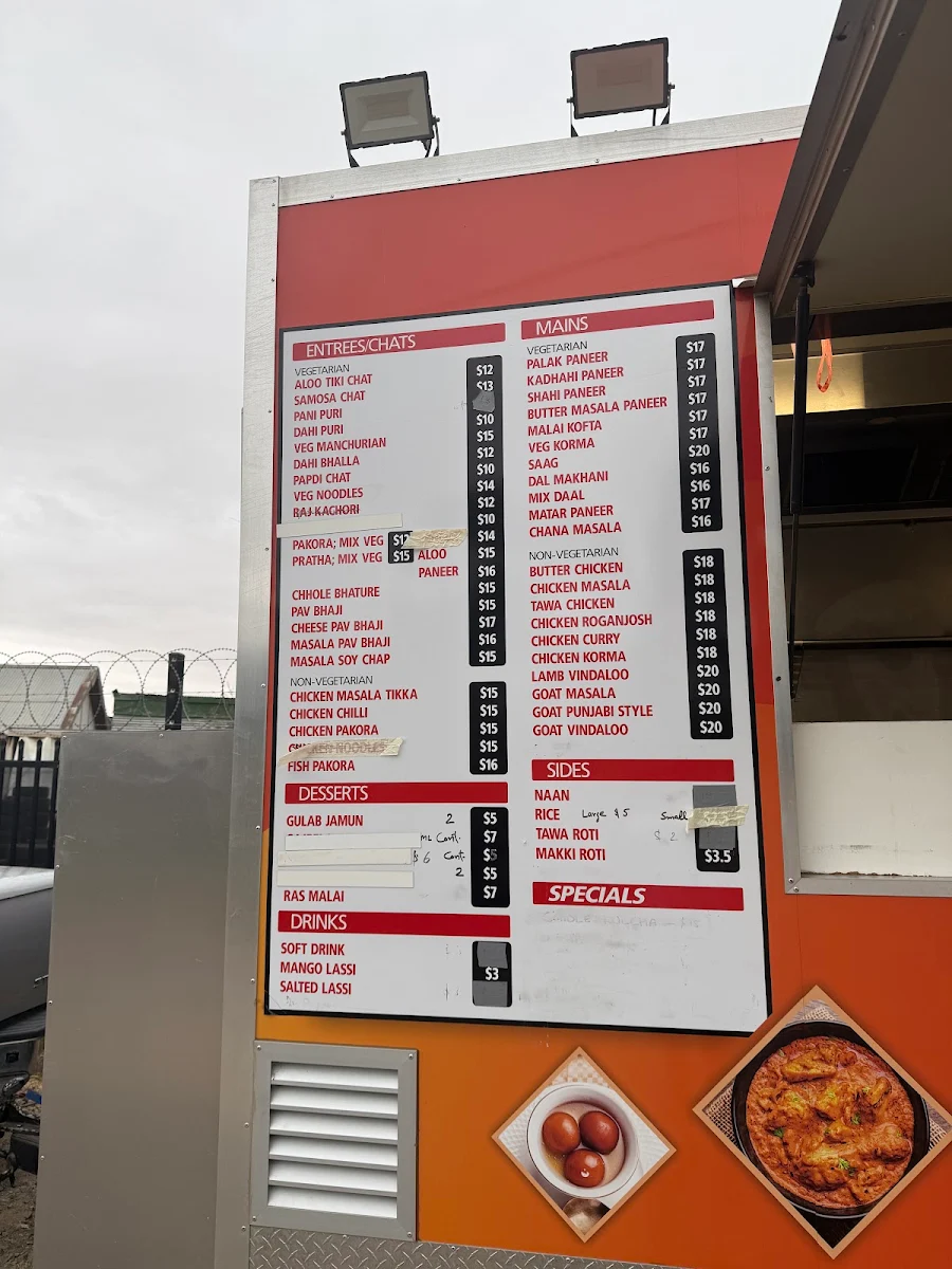 Menu, Punjabi Tadka food truck