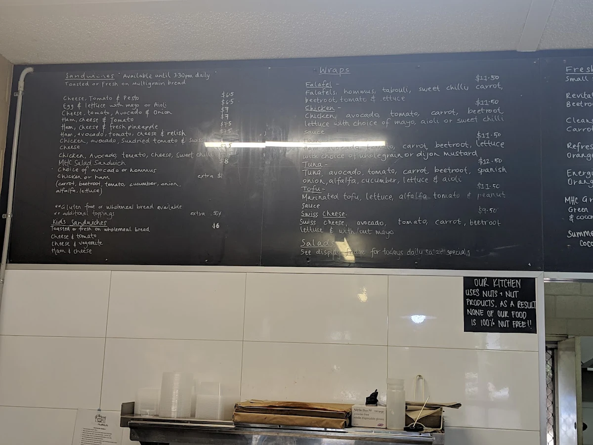 Menu, Moruya Health Cafe