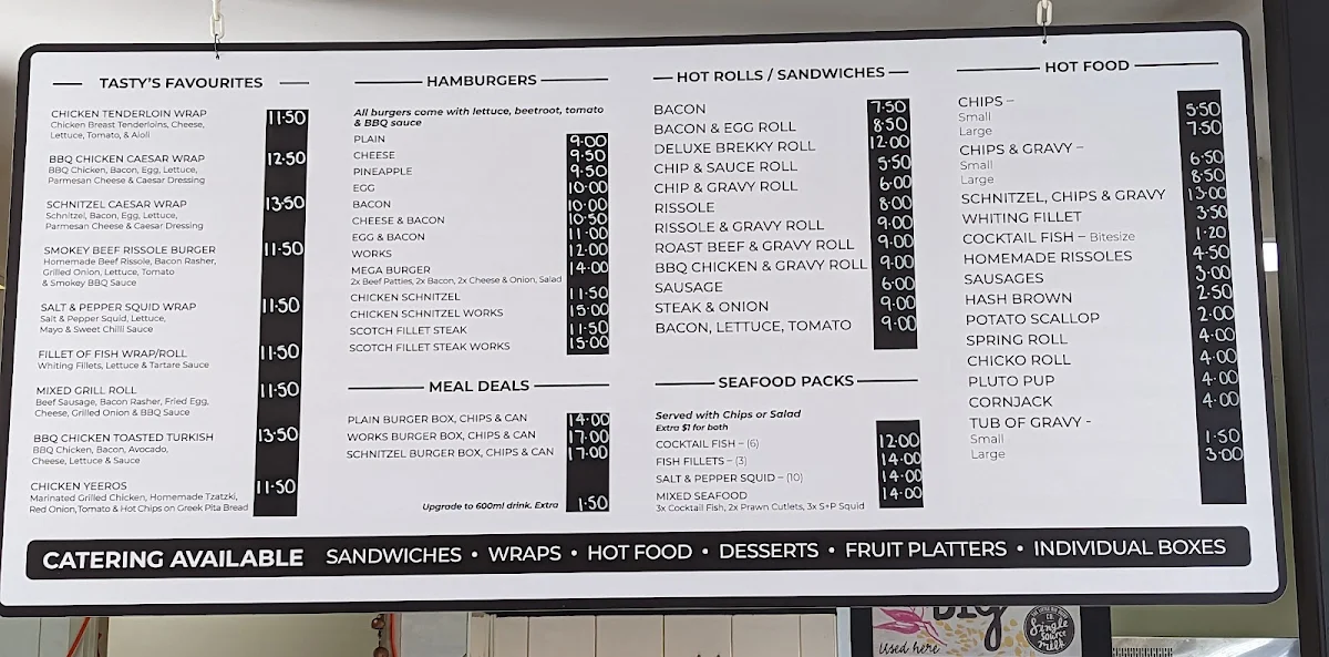Menu, Tasty Bites Cafe