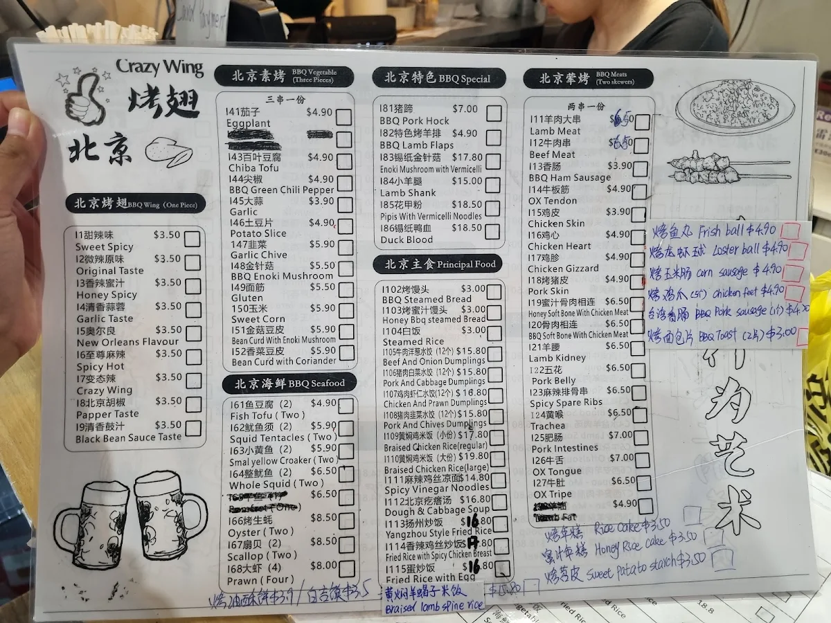 Menu, Crazy Wing