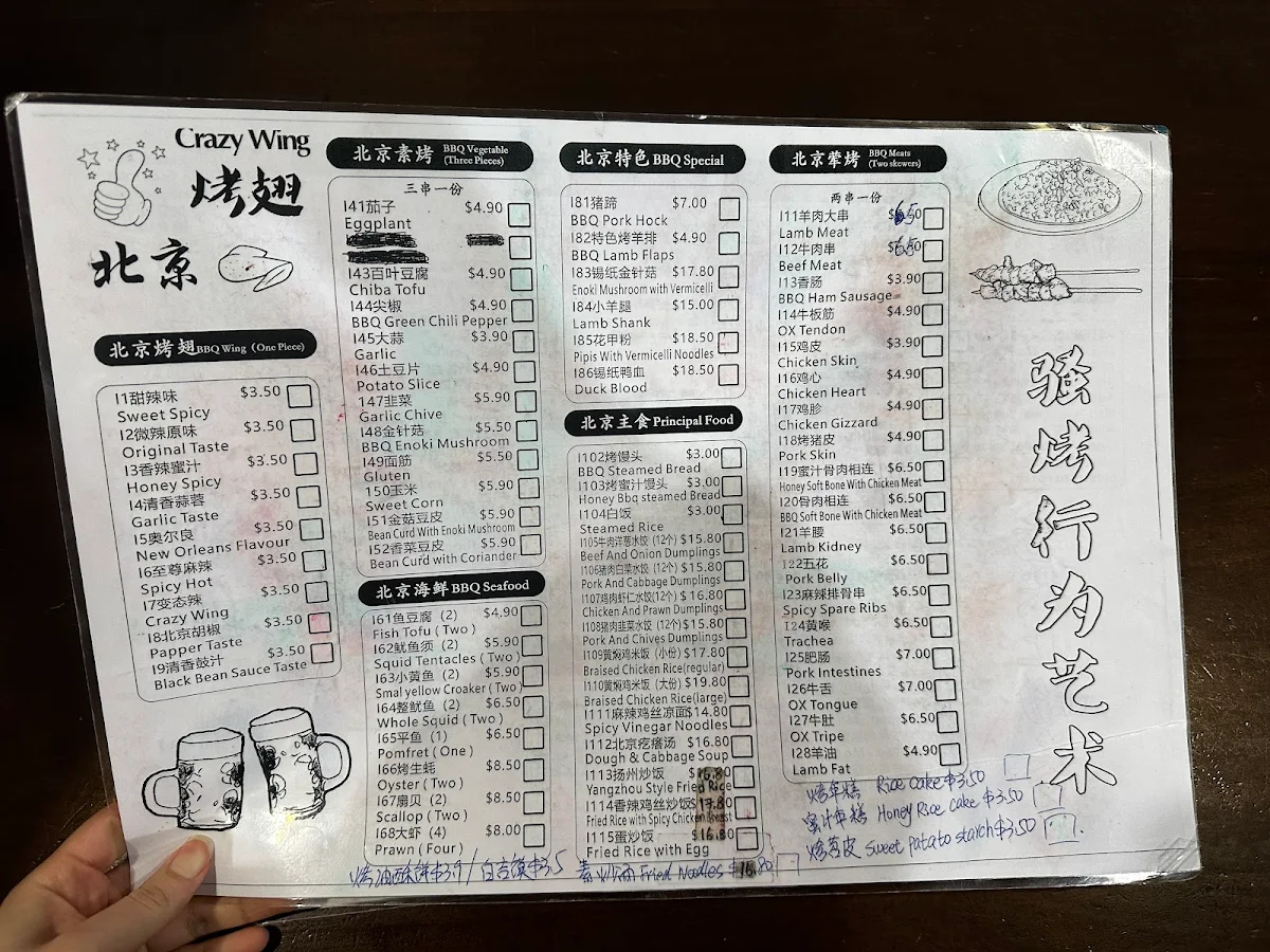 Menu, Crazy Wing