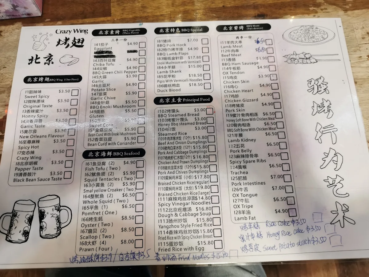 Menu, Crazy Wing
