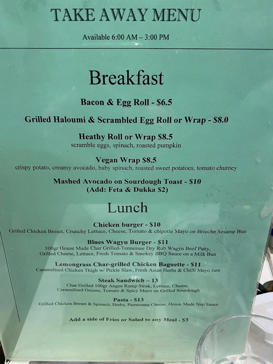 Menu, Boschetto Cafe