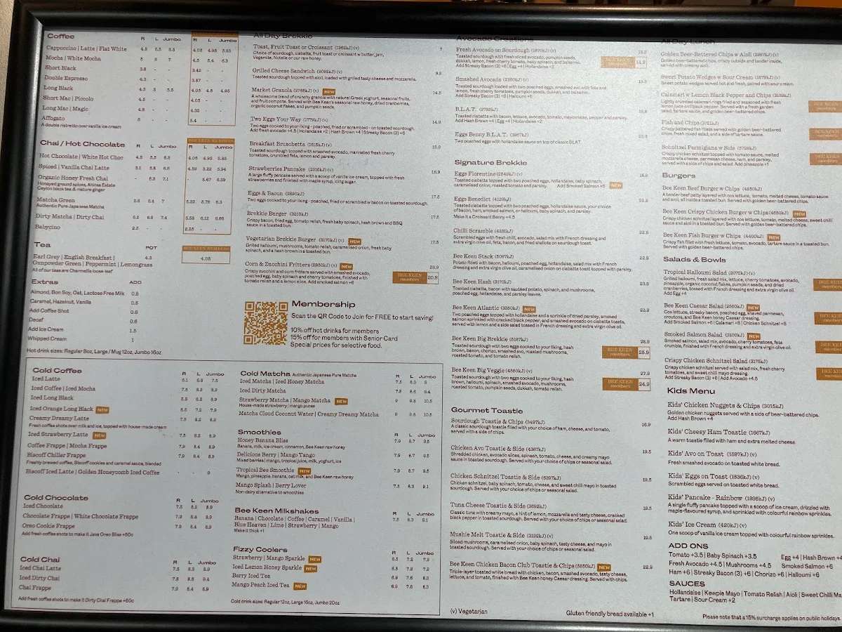 Menu, Bee Keen Cafe Glen