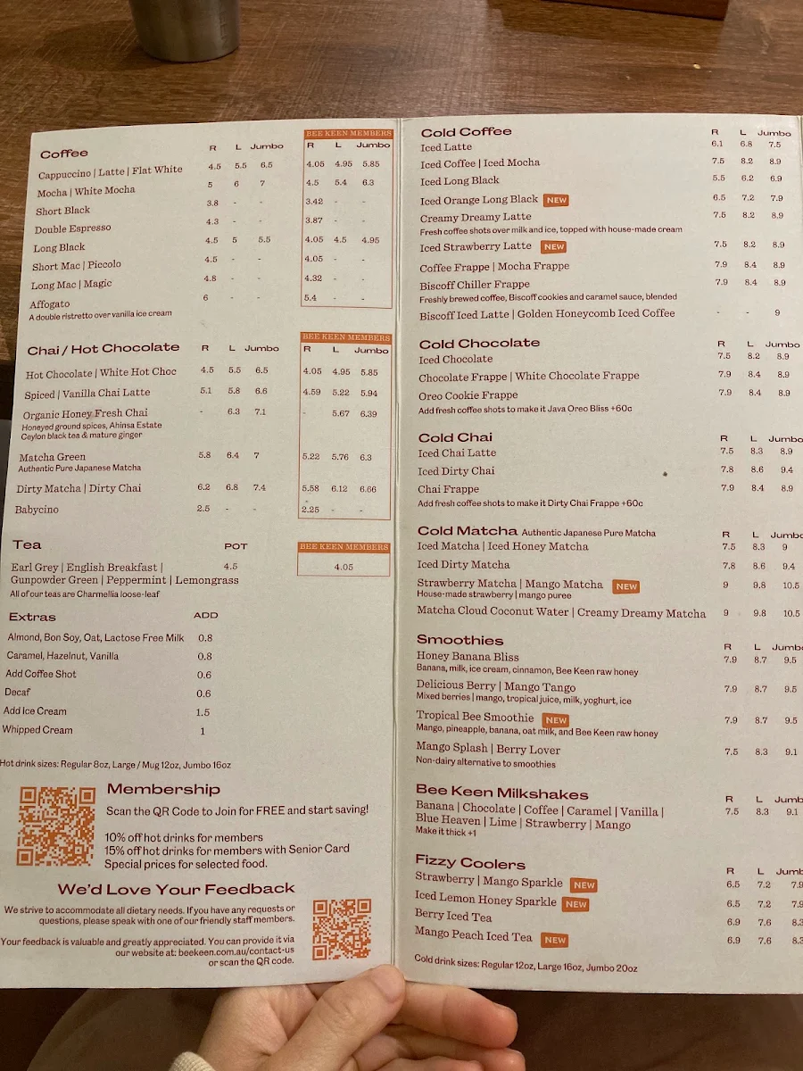 Menu, Bee Keen Cafe Glen