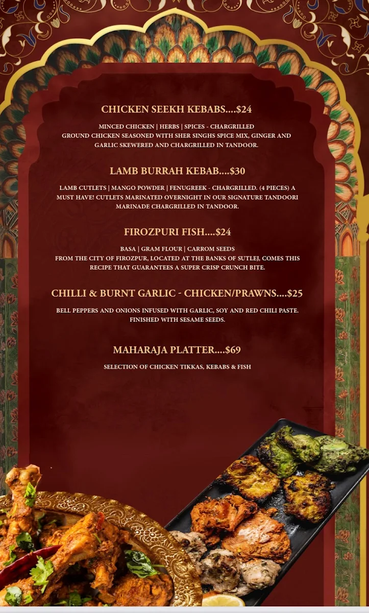 Menu, Sher Singh East Melbourne