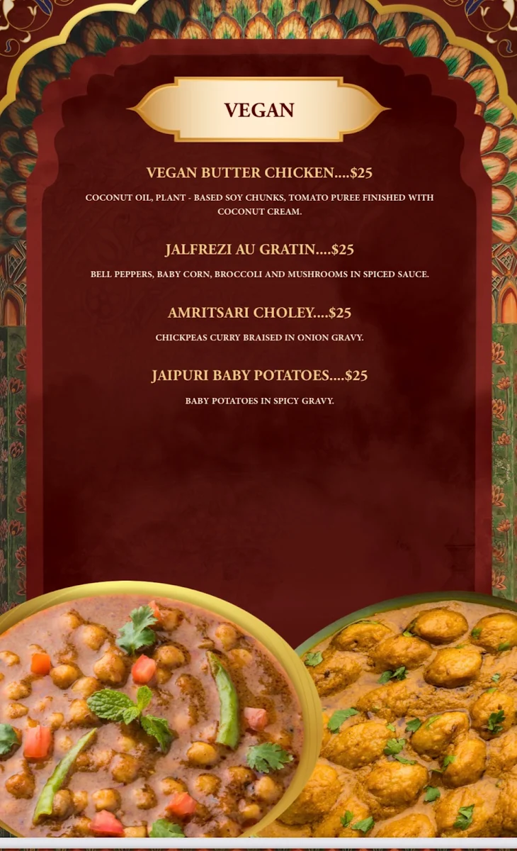 Menu, Sher Singh East Melbourne