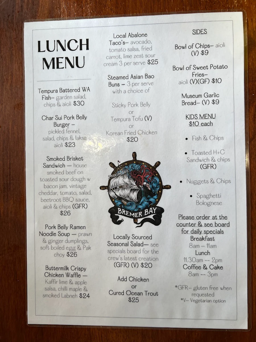 Menu, Cafe 440 @ Wellstead Museum
