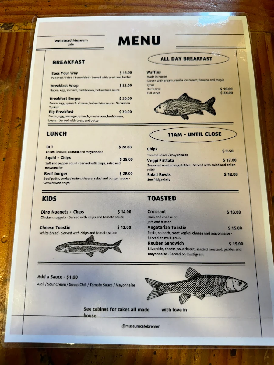 Menu, Cafe 440 @ Wellstead Museum