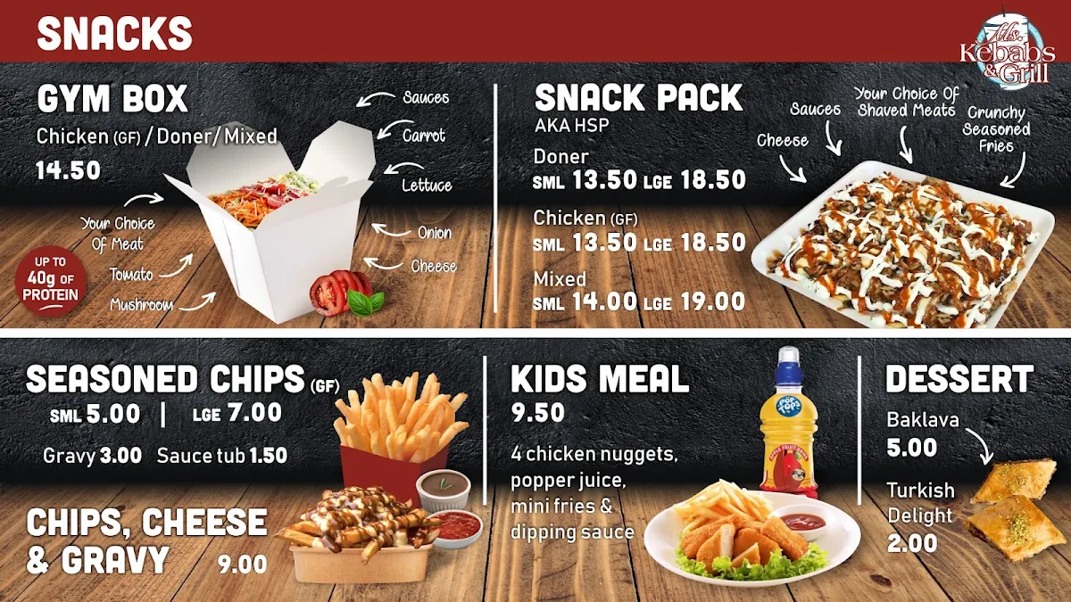 Menu, Ms Kebabs & Grill