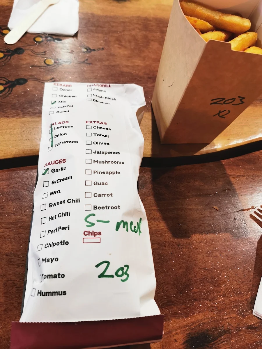 Menu, Ms Kebabs & Grill