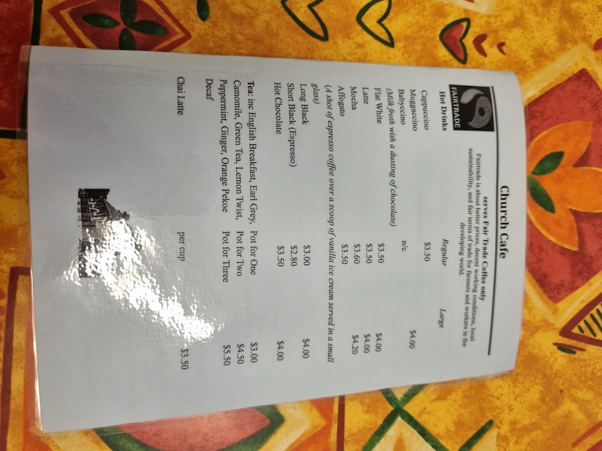 Menu, The Church Cafe