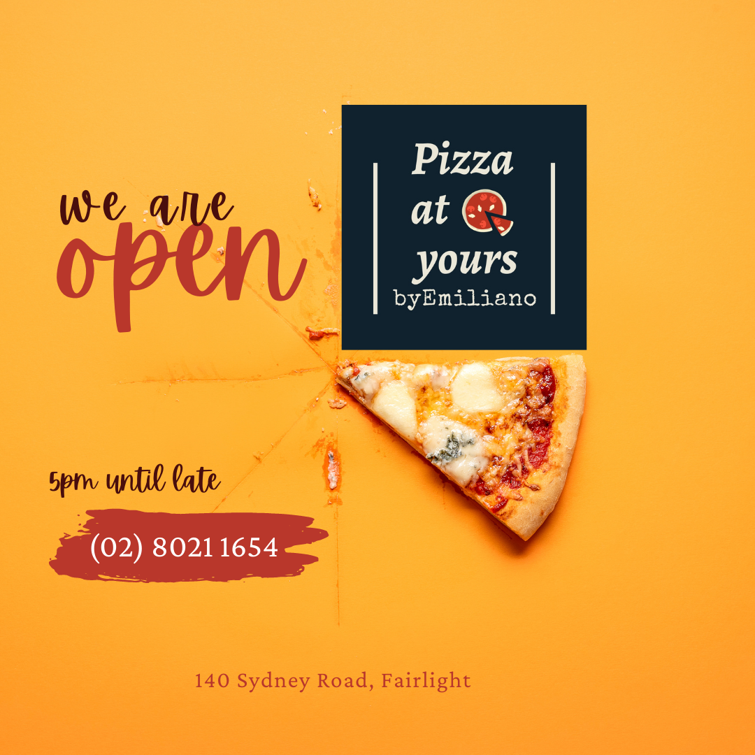 Menu, Pizza at Yours by Emiliano
