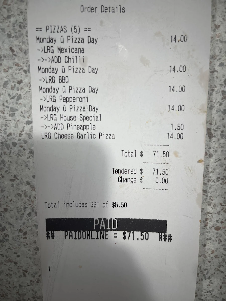 Menu, Amalfi Pizza & Pasta Sippy Downs