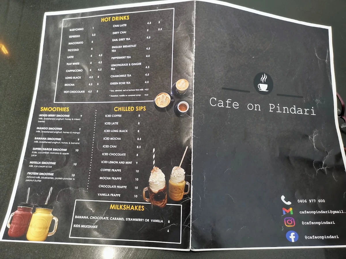 Menu, Cafe on Pindari